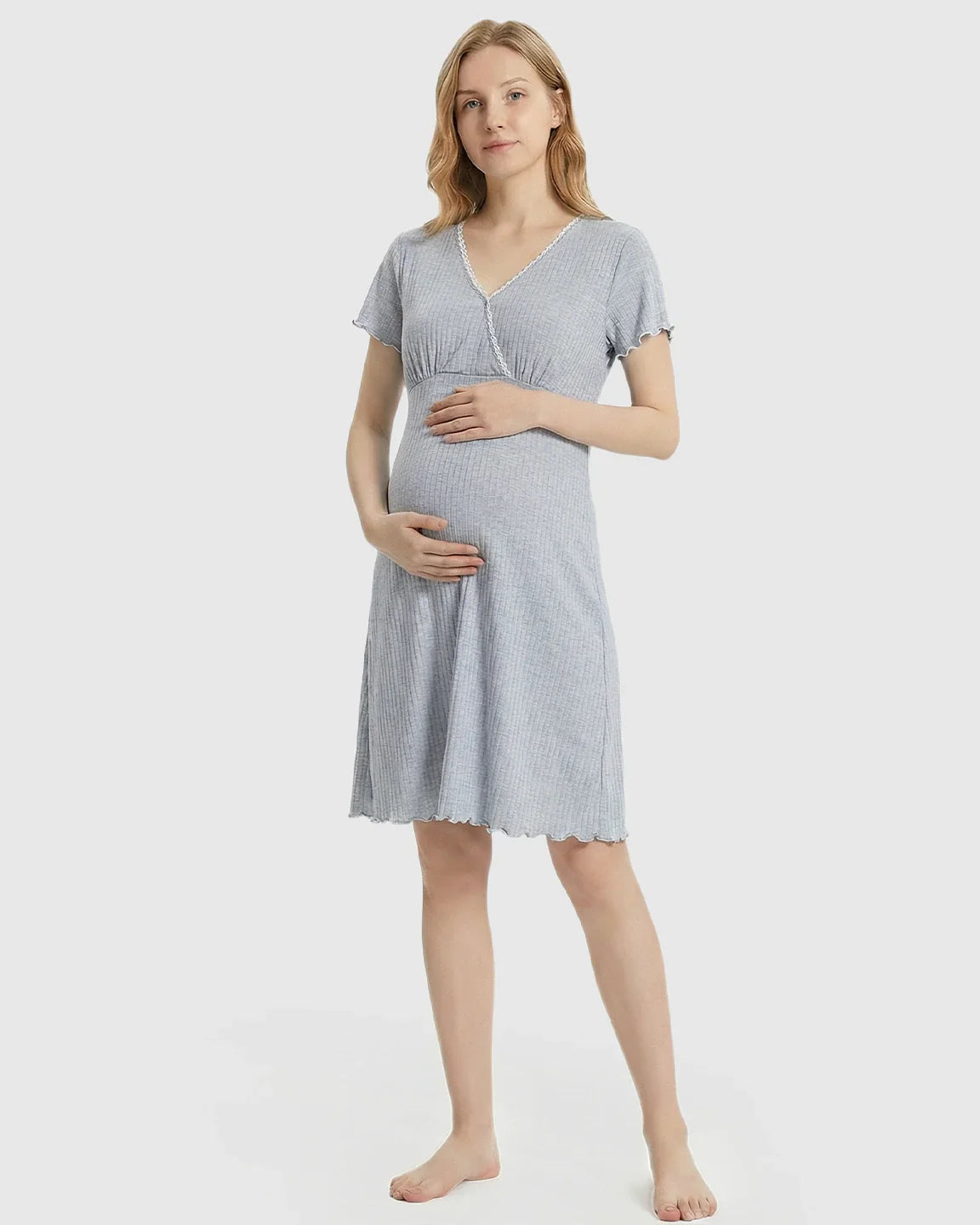 Bump Society – The Nursing Collection: Hidden Nursing Access K-Fashion Maternity Lounge Dress