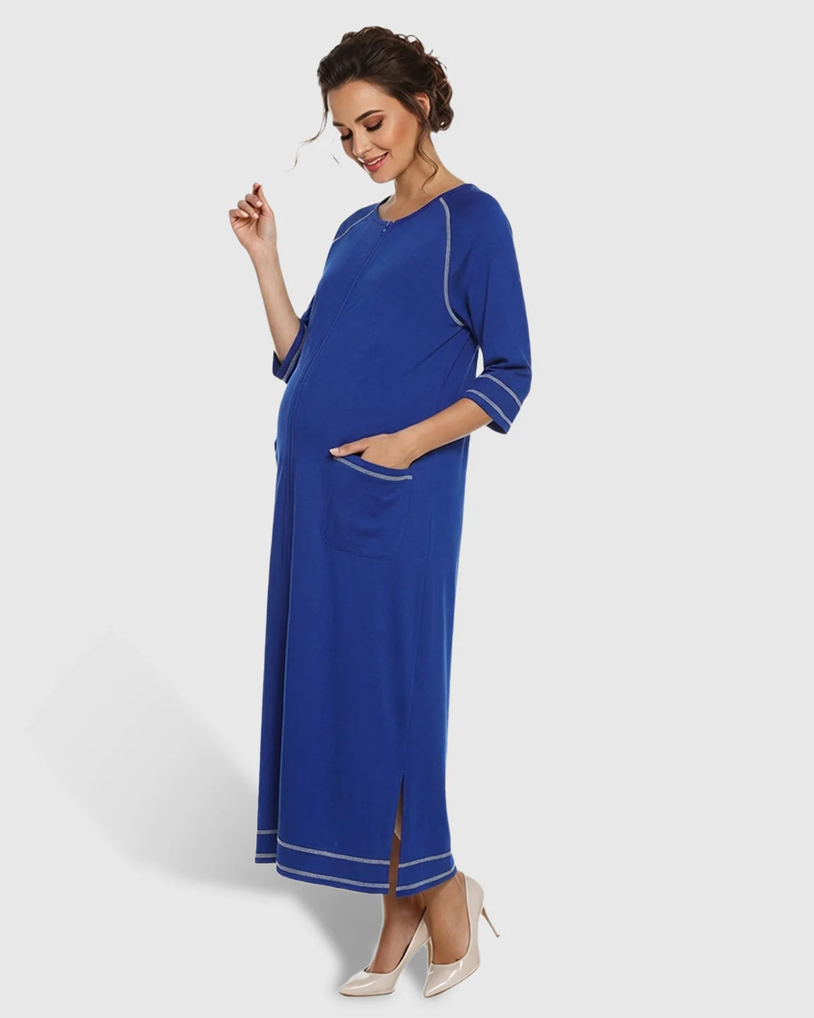 Bump Society – The Nursing Collection: Front Zipper Loose Fit Maternity Nursing Dress