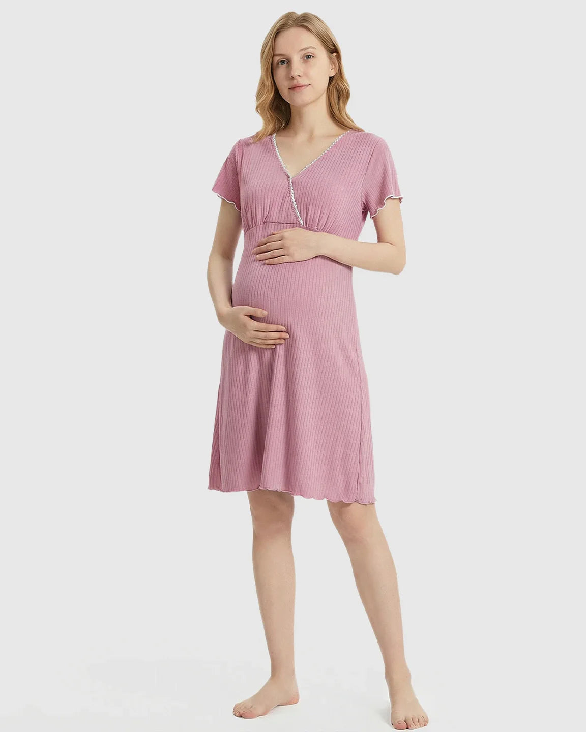 Bump Society – The Nursing Collection: Hidden Nursing Access K-Fashion Maternity Lounge Dress