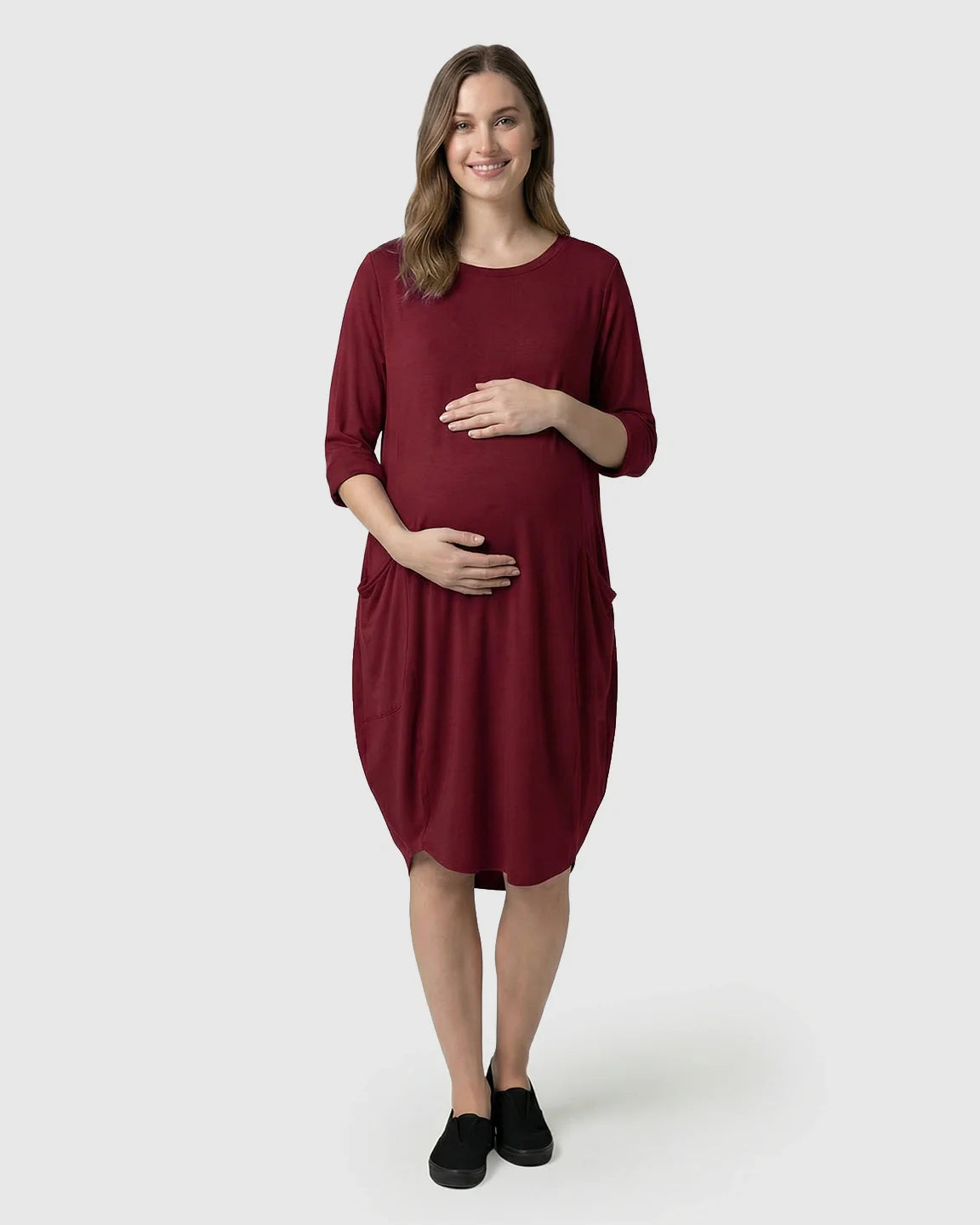 Bump Society – The Comfort Collection: Oversized Pocketed Maternity T Shirt Dress