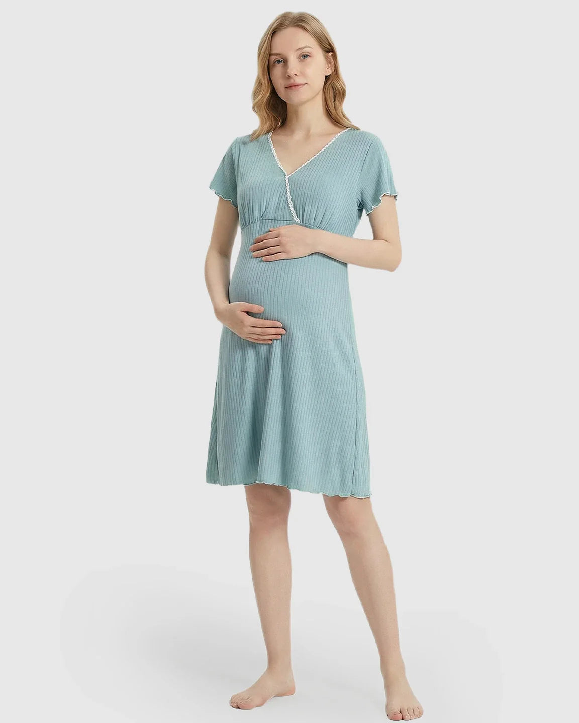 Bump Society – The Nursing Collection: Hidden Nursing Access K-Fashion Maternity Lounge Dress
