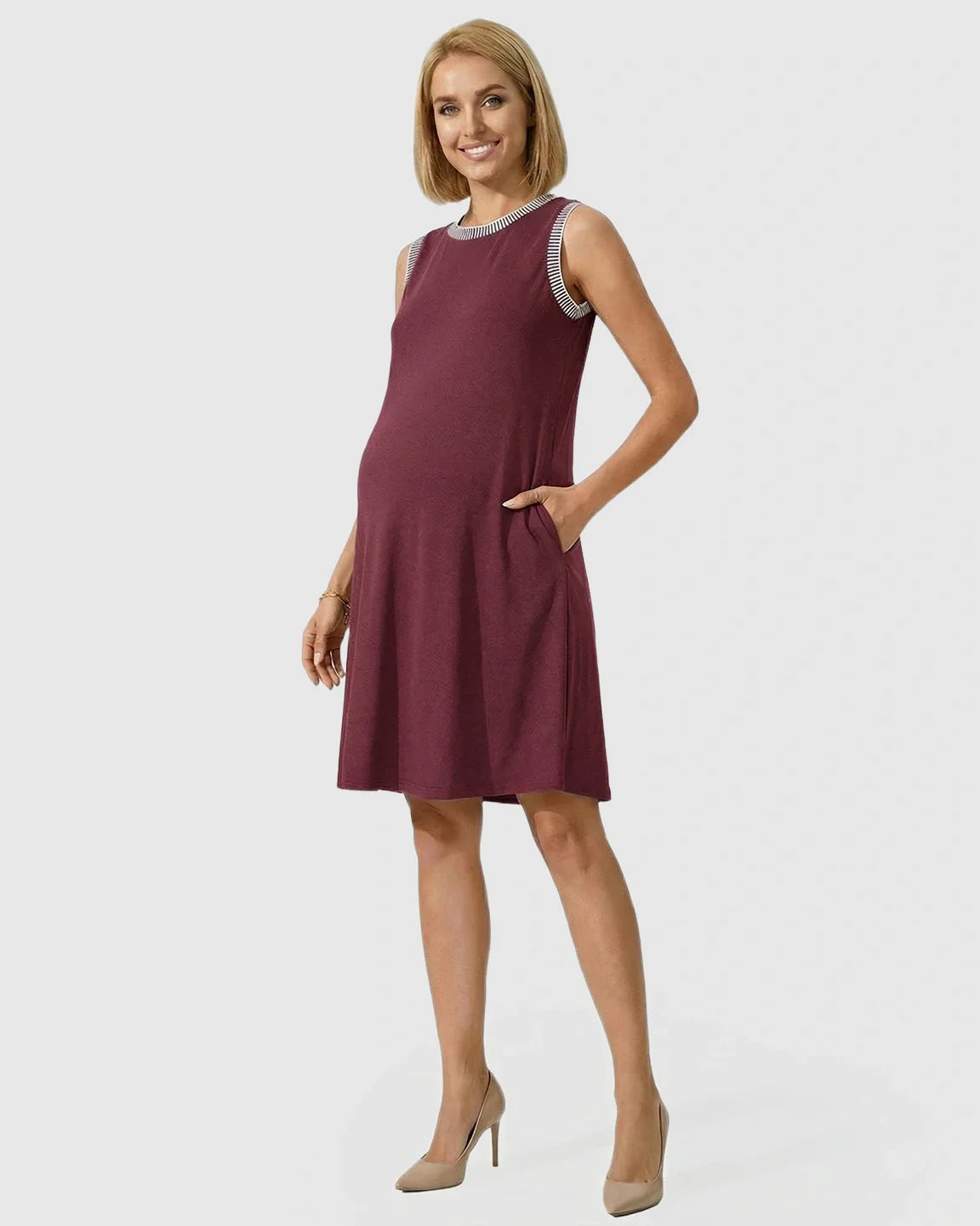 Bump Society – The Comfort Collection: Sleeveless Mid-Waist Umbrella Skirt Maternity Dress