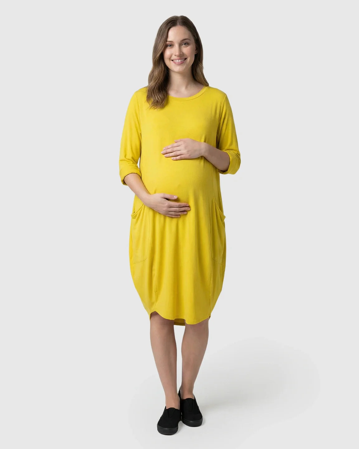 Bump Society – The Comfort Collection: Oversized Pocketed Maternity T Shirt Dress
