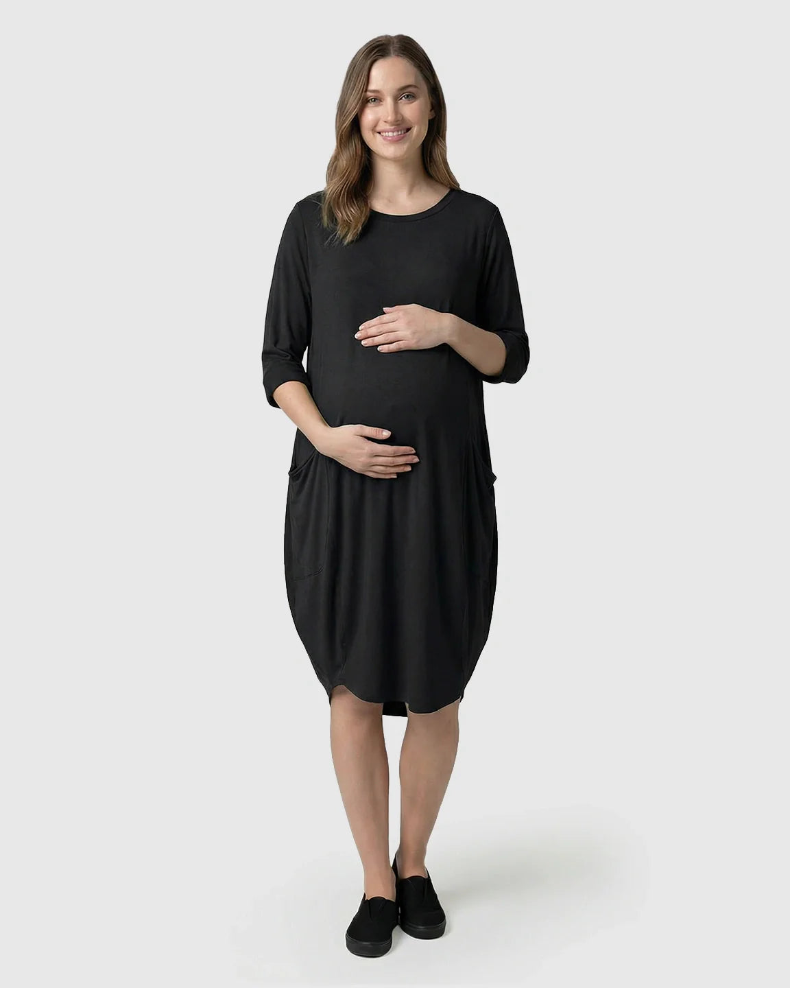 Bump Society – The Comfort Collection: Oversized Pocketed Maternity T Shirt Dress