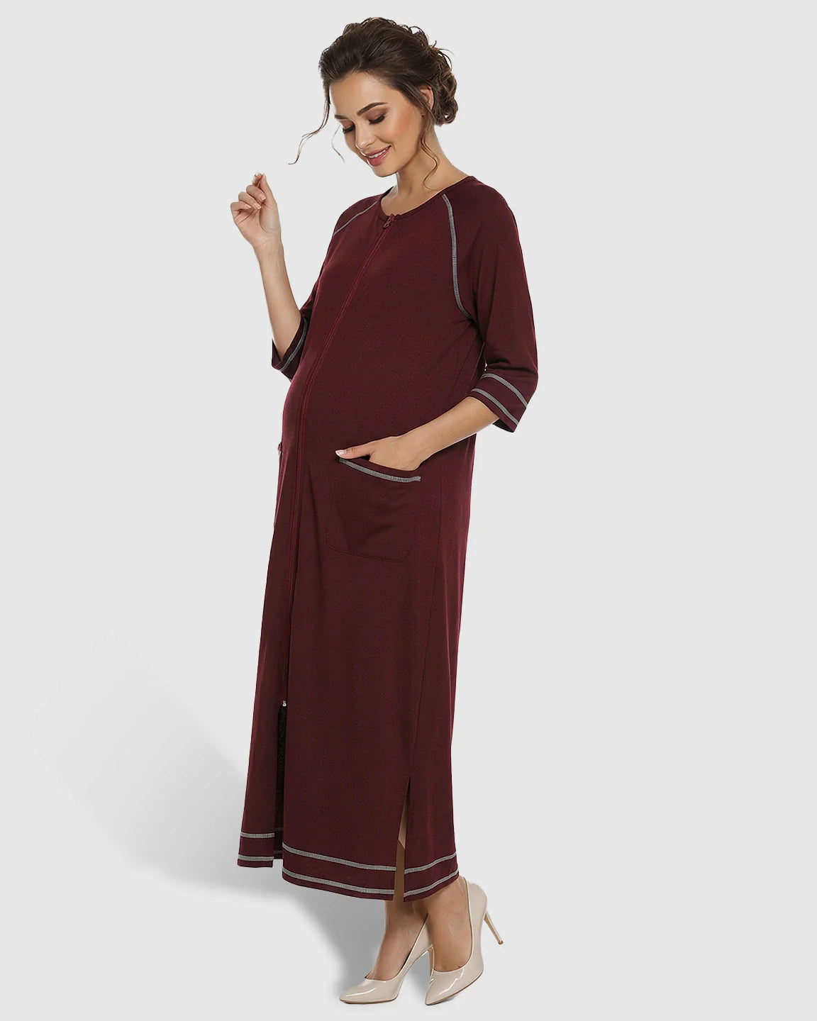 Bump Society – The Nursing Collection: Front Zipper Loose Fit Maternity Nursing Dress