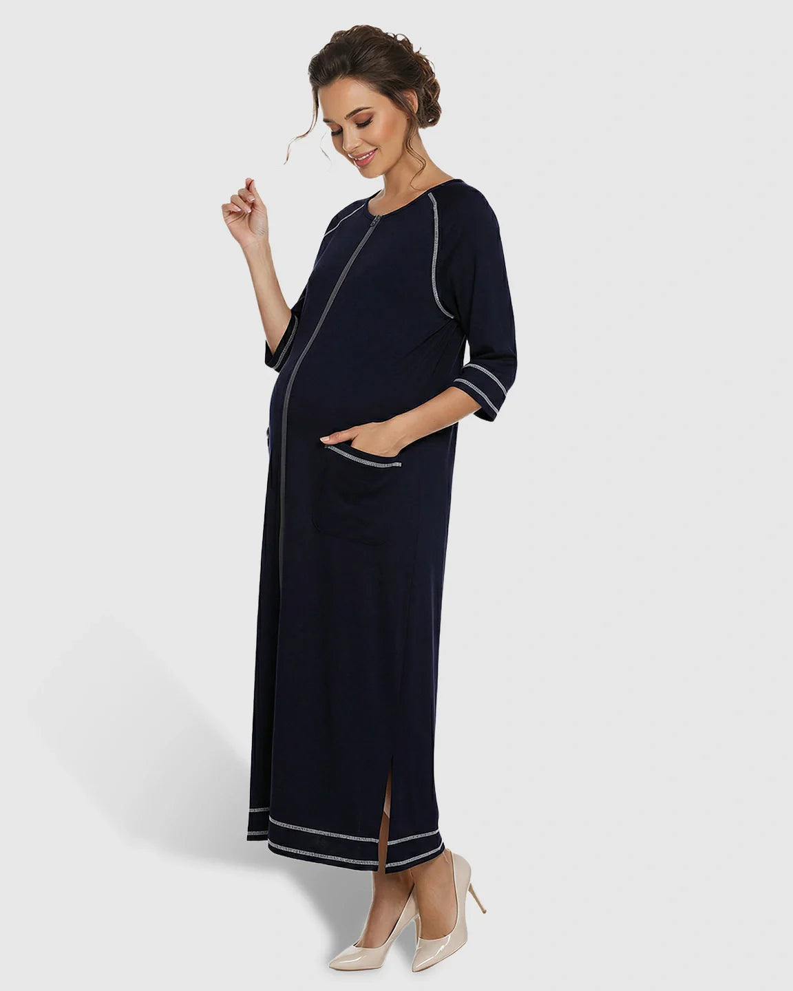 Bump Society – The Nursing Collection: Front Zipper Loose Fit Maternity Nursing Dress