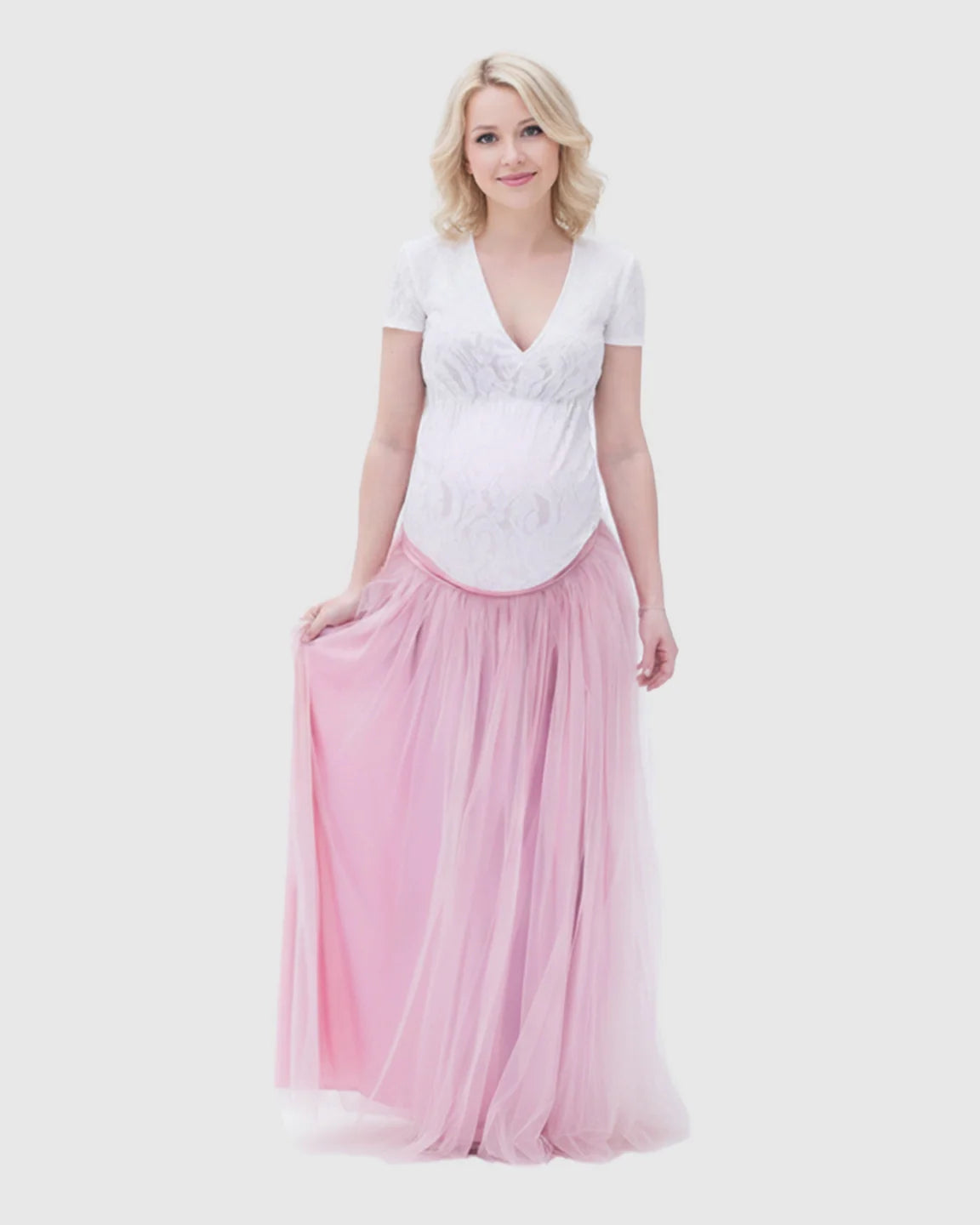 Bump Society – The Comfort Collection: Two-Piece Lace & Tulle Maternity Gown