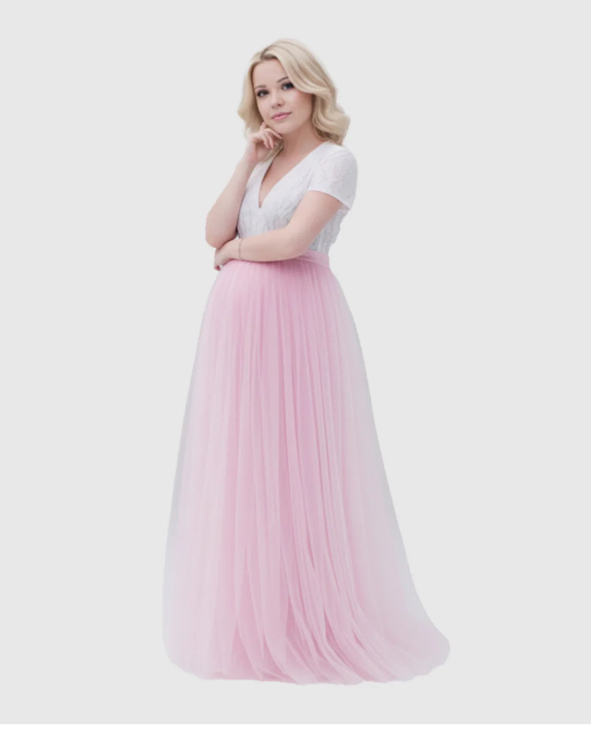 Bump Society – The Comfort Collection: Two-Piece Lace & Tulle Maternity Gown