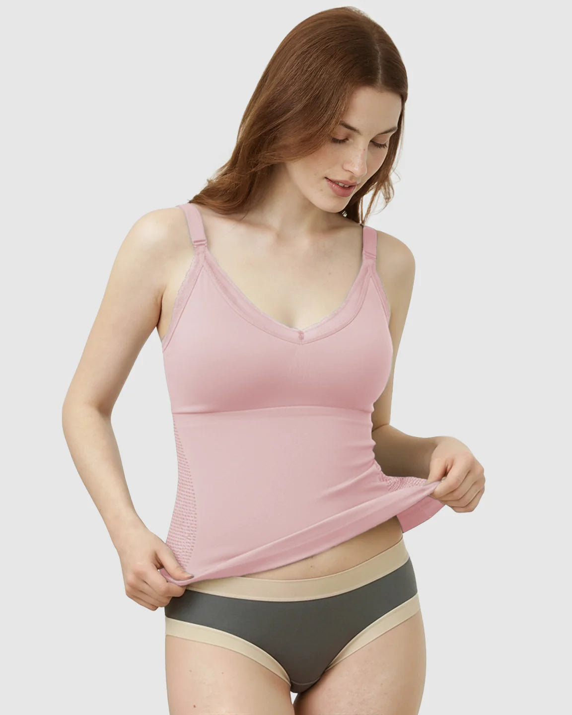 Bump Society – The Nursing Collection: Seamless Lace-Trim V-Neck Nursing Cami