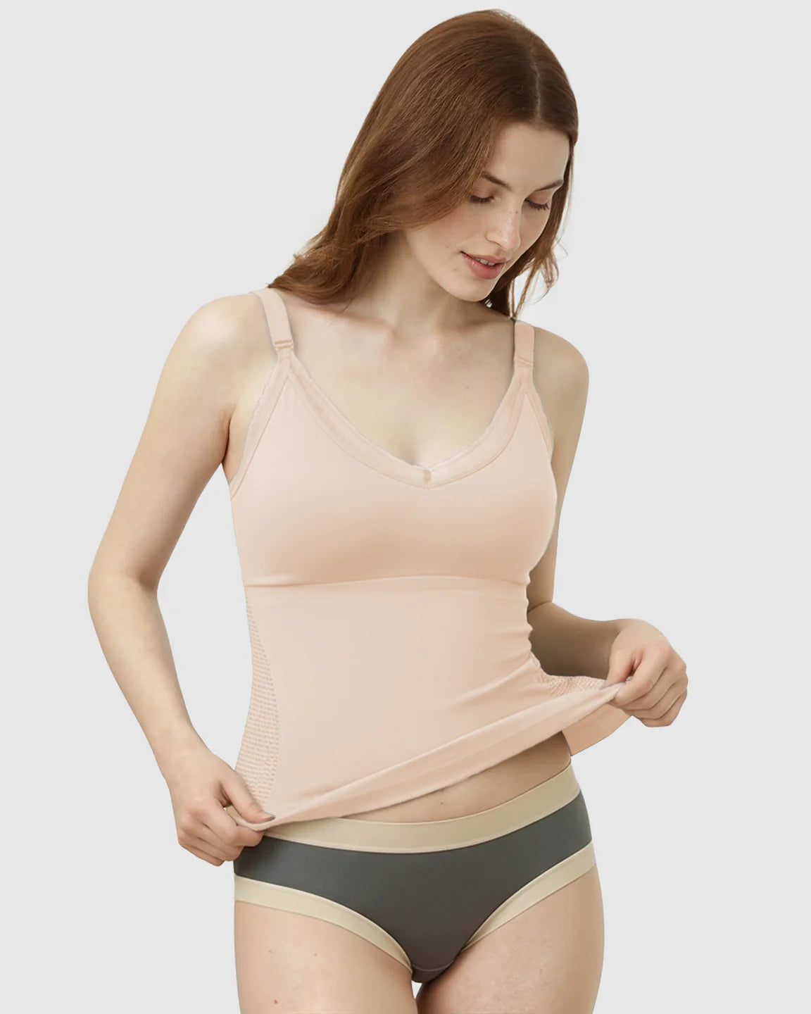 Bump Society – The Nursing Collection: Seamless Lace-Trim V-Neck Nursing Cami