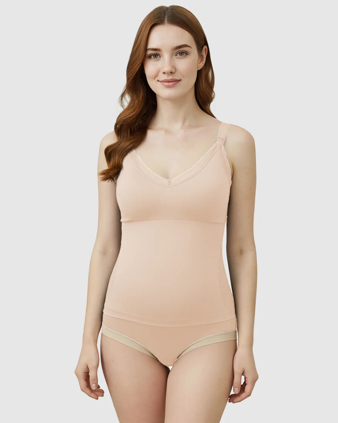 Bump Society – The Nursing Collection: Seamless Lace-Trim V-Neck Nursing Cami