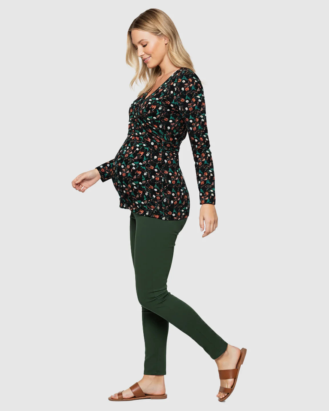 Bump Society – The Comfort Collection: Floral V-Neck Stretch Maternity Top