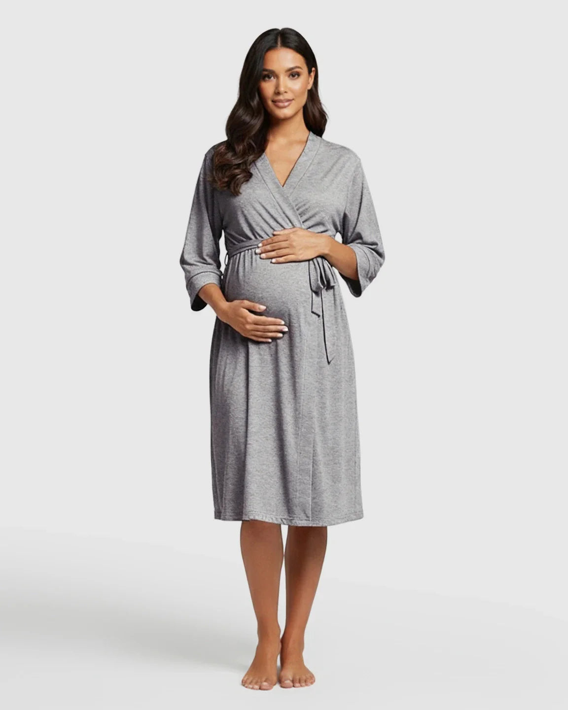 Bump Society – The Comfort Collection: Soft Knit Mid Length Sleeves Maternity Postpartum Robe
