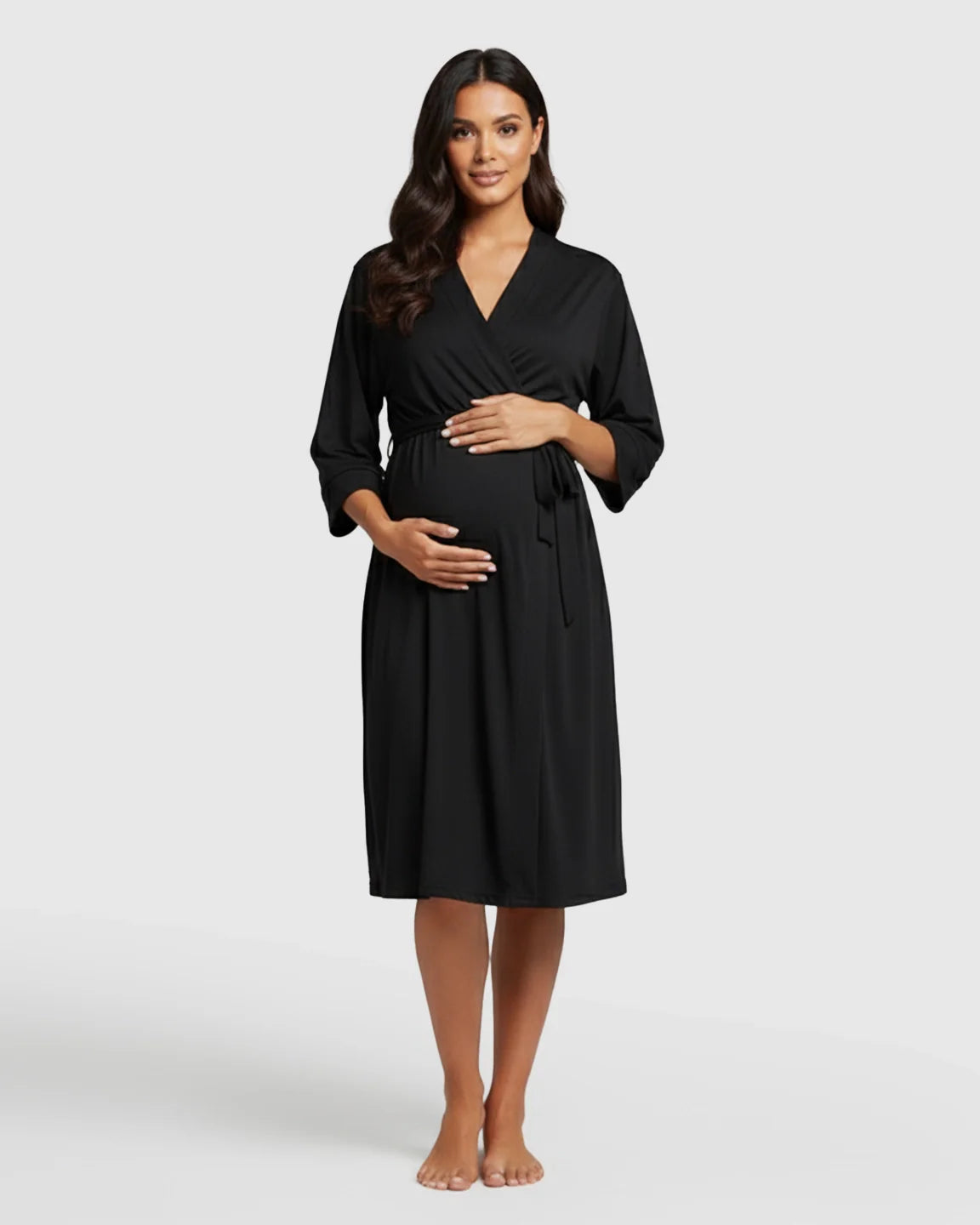Bump Society – The Comfort Collection: Soft Knit Mid Length Sleeves Maternity Postpartum Robe