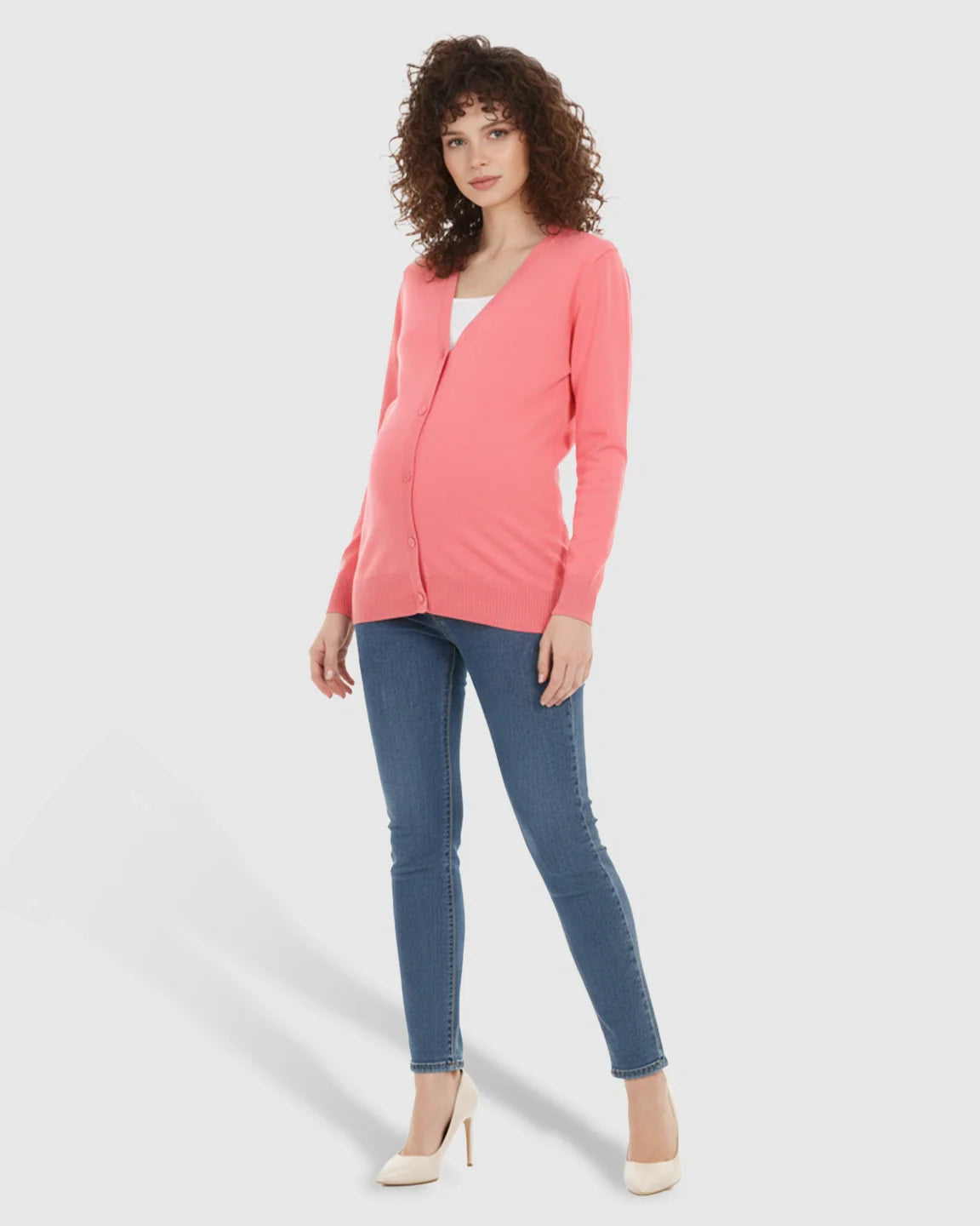 Bump Society – The Comfort Collection: Button-Front V-Neck Maternity Cardigan