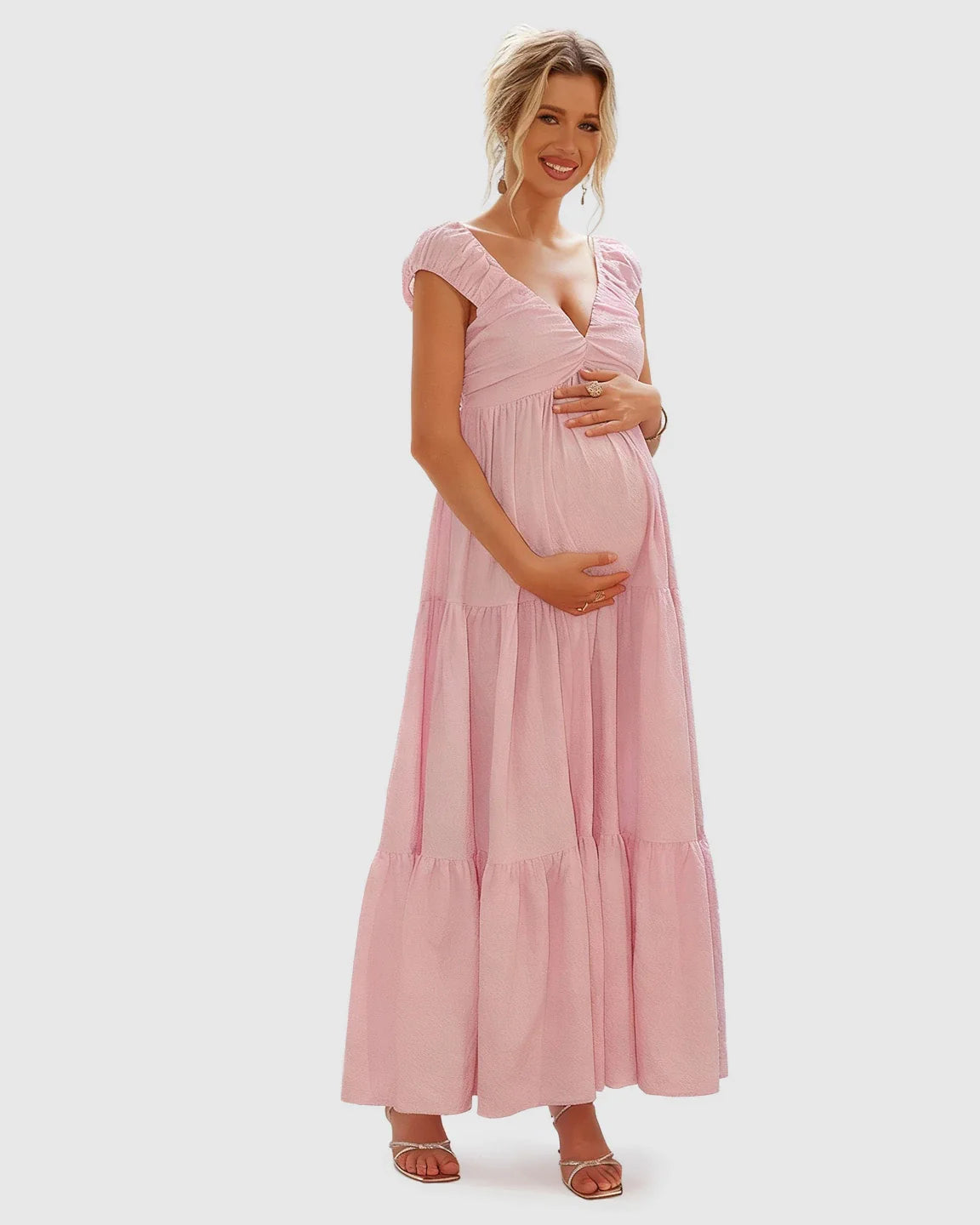Bump Society – The Comfort Collection: Chiffon Tiered Maternity Maxi Dress
