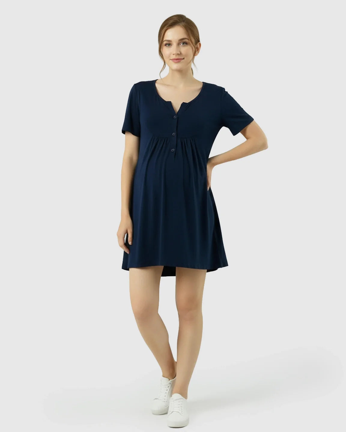 Bump Society – The Comfort Collection: Relaxed-Fit A-Line Maternity Mini Dress