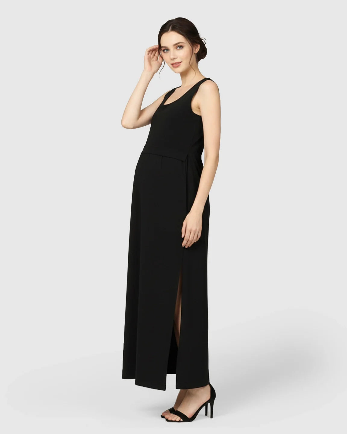 Bump Society – The Comfort Collection: Side-Slit Casual Maternity Maxi Dress