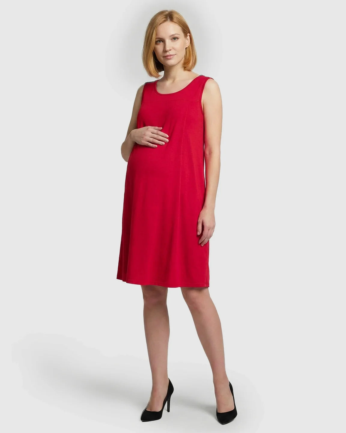 Bump Society – The Nursing Collection: Discreet Nursing Opening Casual Maternity Midi Dress