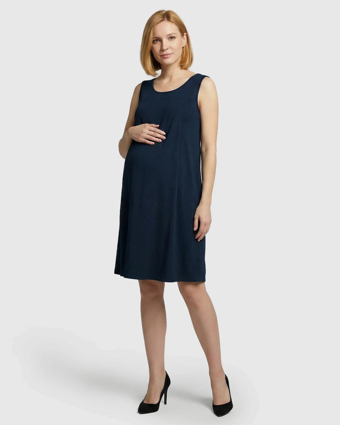 Bump Society – The Nursing Collection: Discreet Nursing Opening Casual Maternity Midi Dress
