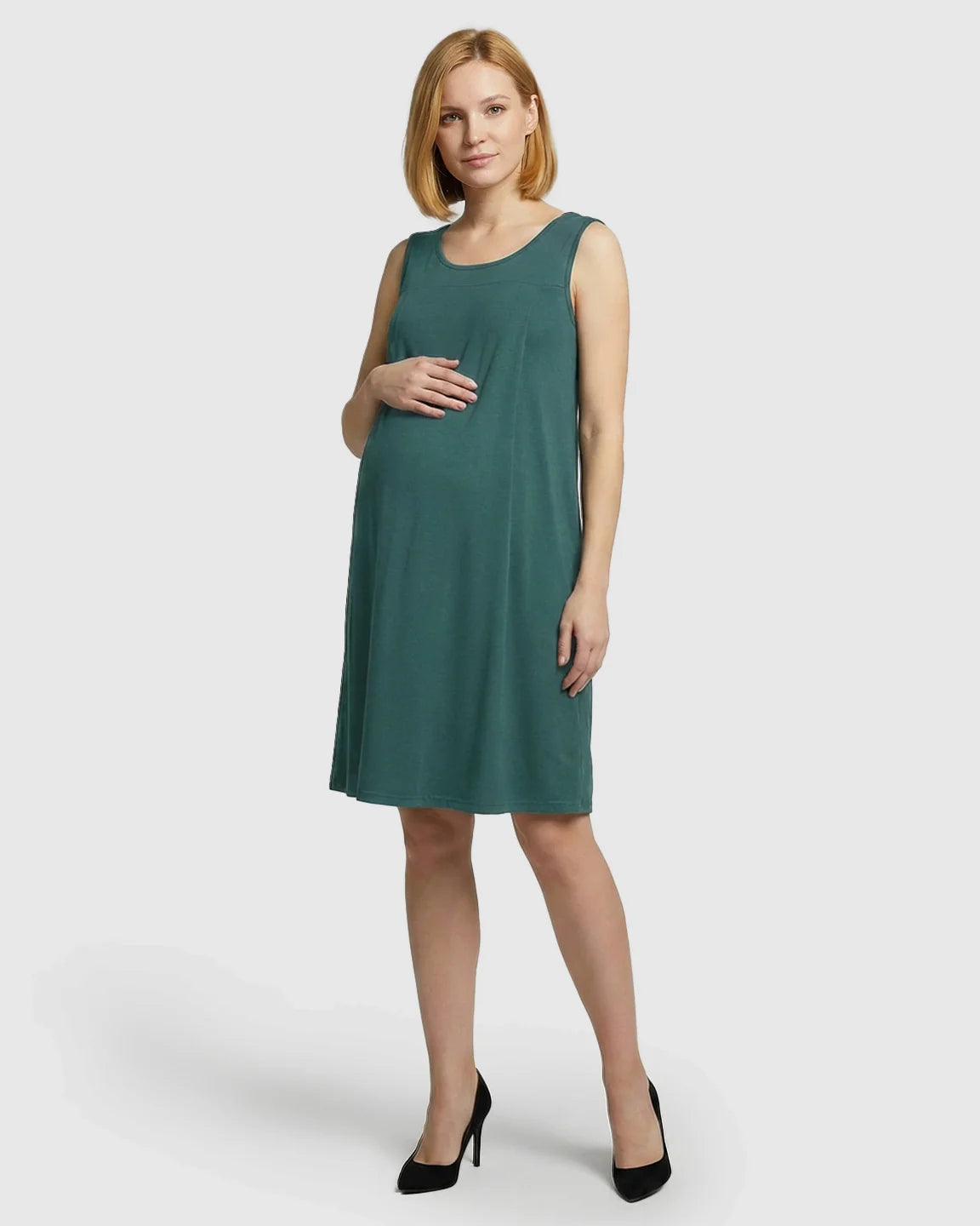 Bump Society – The Nursing Collection: Discreet Nursing Opening Casual Maternity Midi Dress