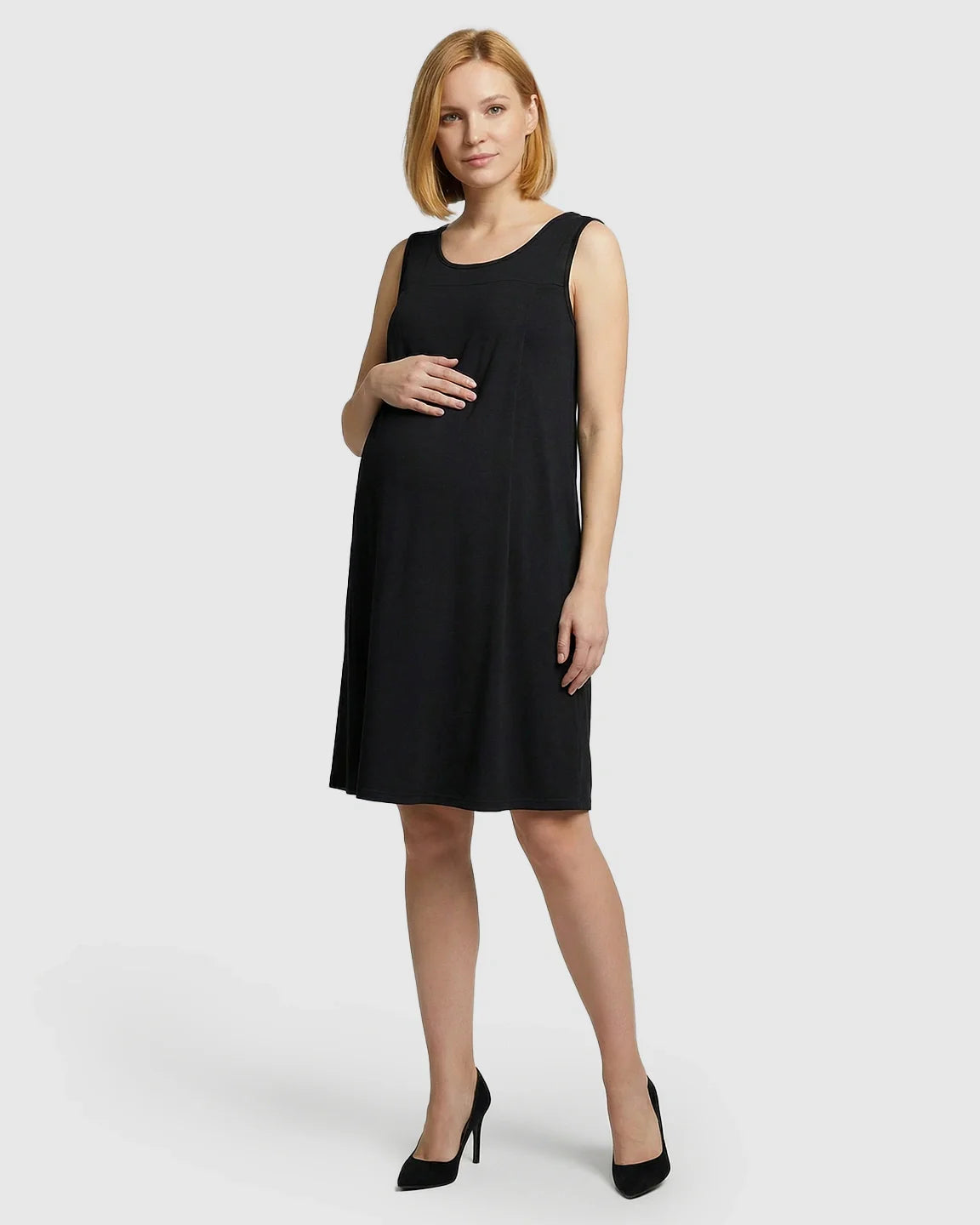 Bump Society – The Nursing Collection: Discreet Nursing Opening Casual Maternity Midi Dress