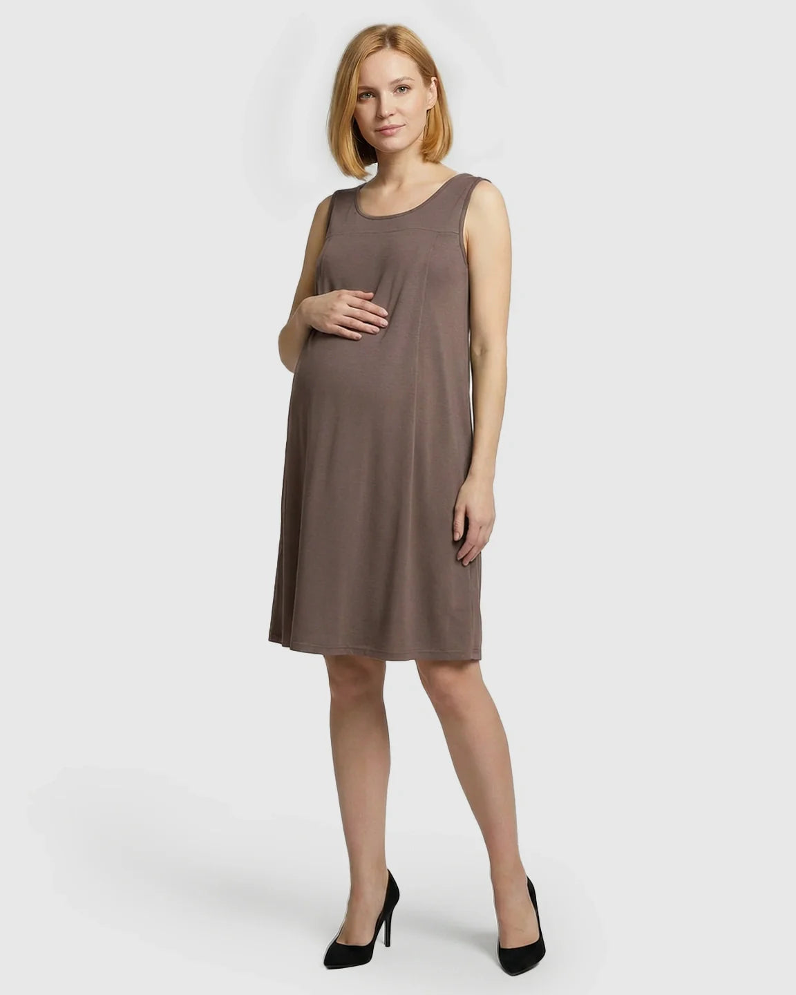 Bump Society – The Nursing Collection: Discreet Nursing Opening Casual Maternity Midi Dress