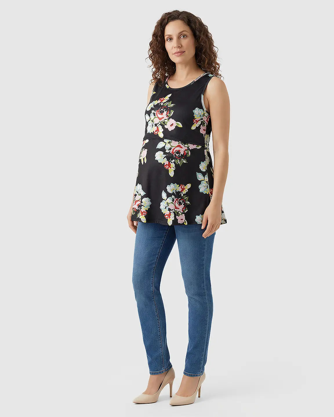 Bump Society – The Nursing Collection: Easy-Nursing Floral Maternity Top