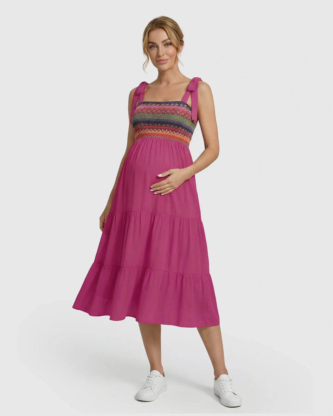 Bump Society – The Comfort Collection: Shoulder Tie-Strap A-line Maternity Midi Dress