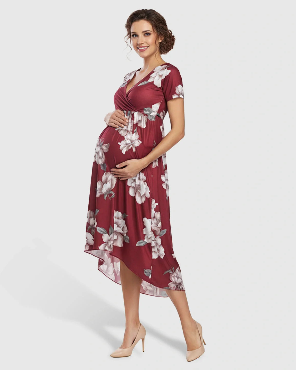 Bump Society – The Comfort Collection: Floral Print Wrap Skirt Maternity Maxi Dress