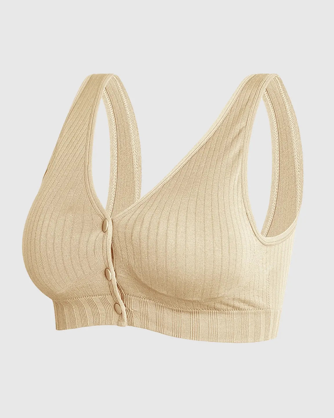 Bump Society – The Nursing Collection: Front-Button Ribbed Wireless Nursing Bra