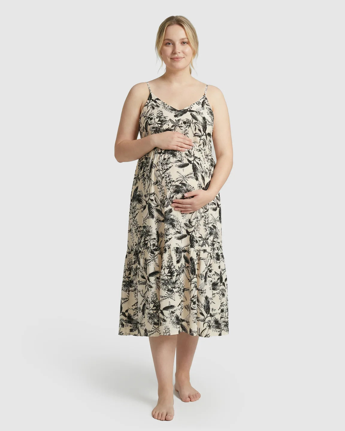 Bump Society – The Comfort Collection: Botanical Print Camisole Loose H-line Maternity Nightdress