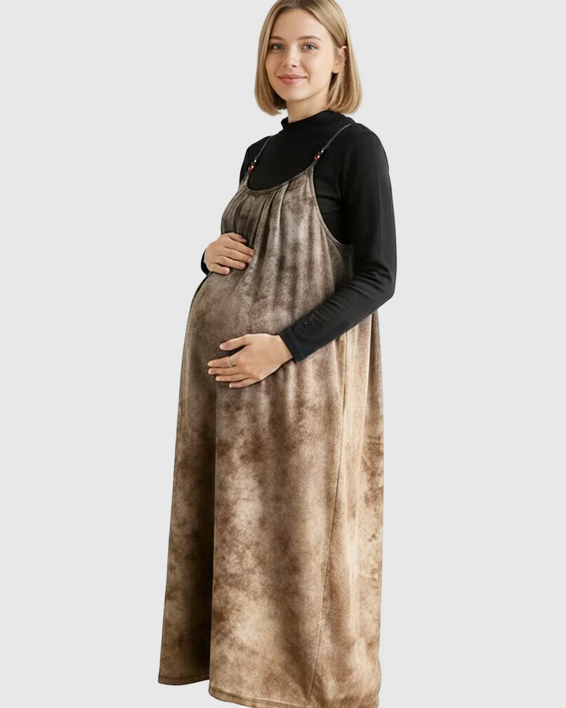 Bump Society – The Comfort Collection: Adjustable Strap Vintage-Style Maternity Suspender Midi Dress