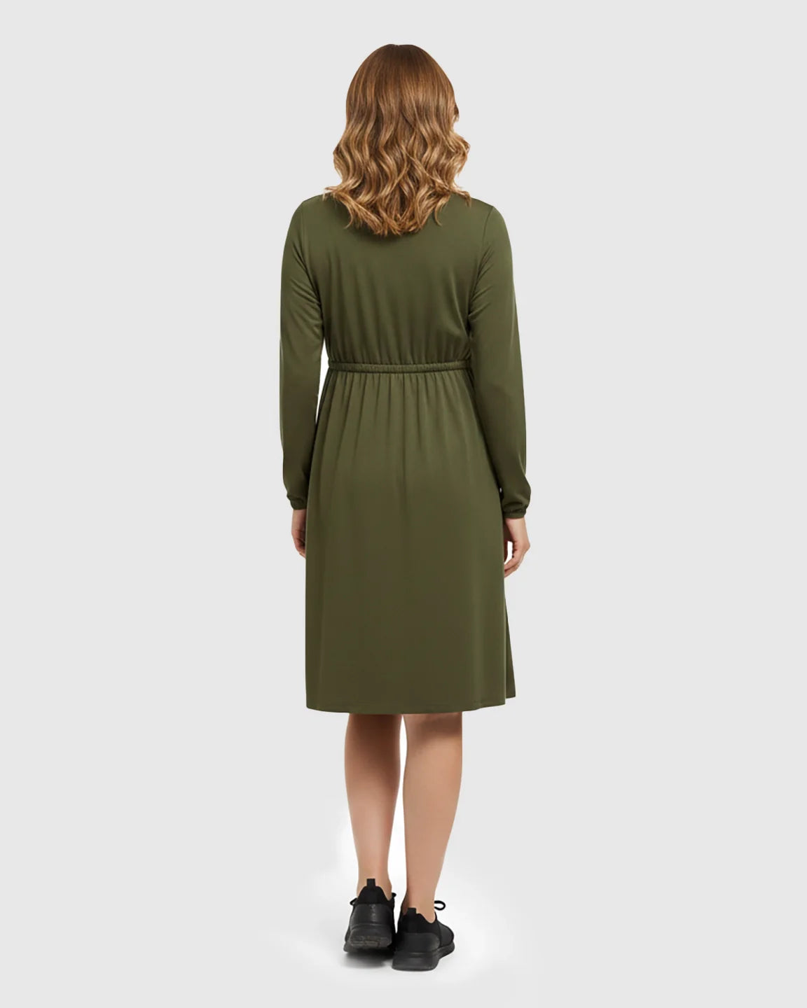 Bump Society – The Comfort Collection: Button-Front Drawstring Waist Maternity Dress