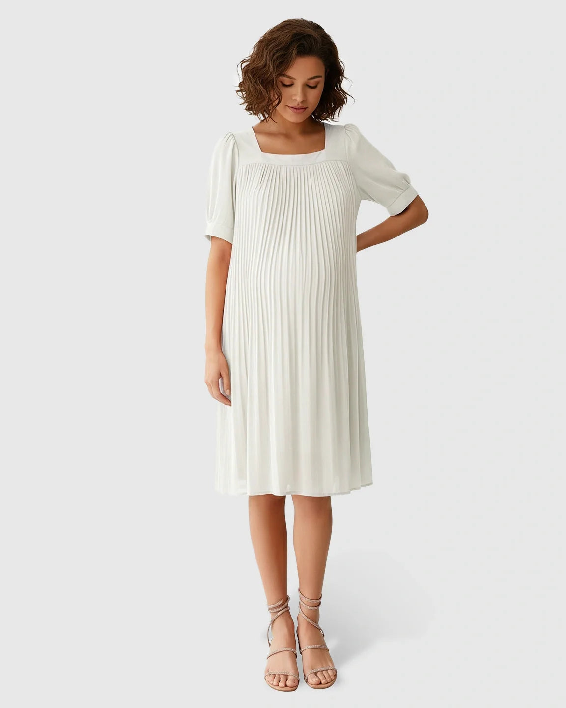 Bump Society – The Comfort Collection: Pleated Flowy Style Maternity Short Dress