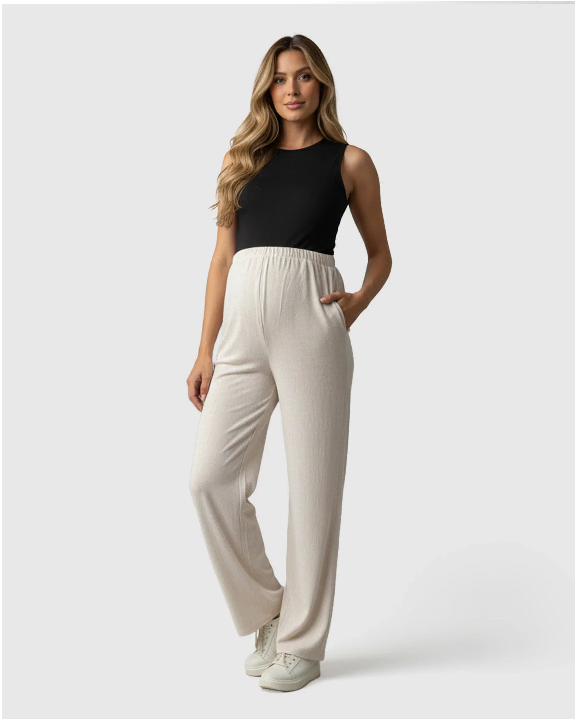 Bump Society – The Comfort Collection: Elastic Waist Wide Leg Maternity Pants