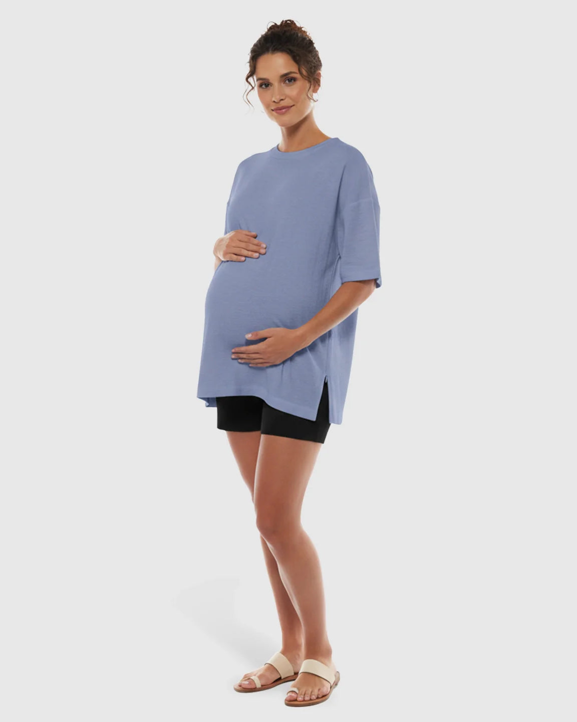 Bump Society – The Comfort Collection: Short Puff Sleeve Casual Maternity Maxi Dress