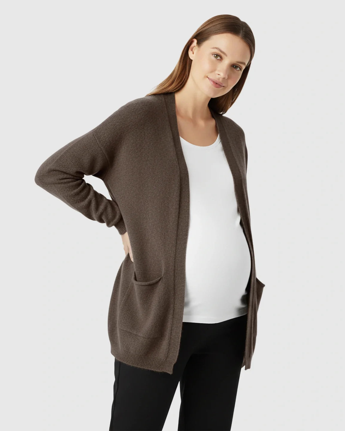 Bump Society – The Comfort Collection: Cozy Wool Blend Long Knit Maternity Cardigan