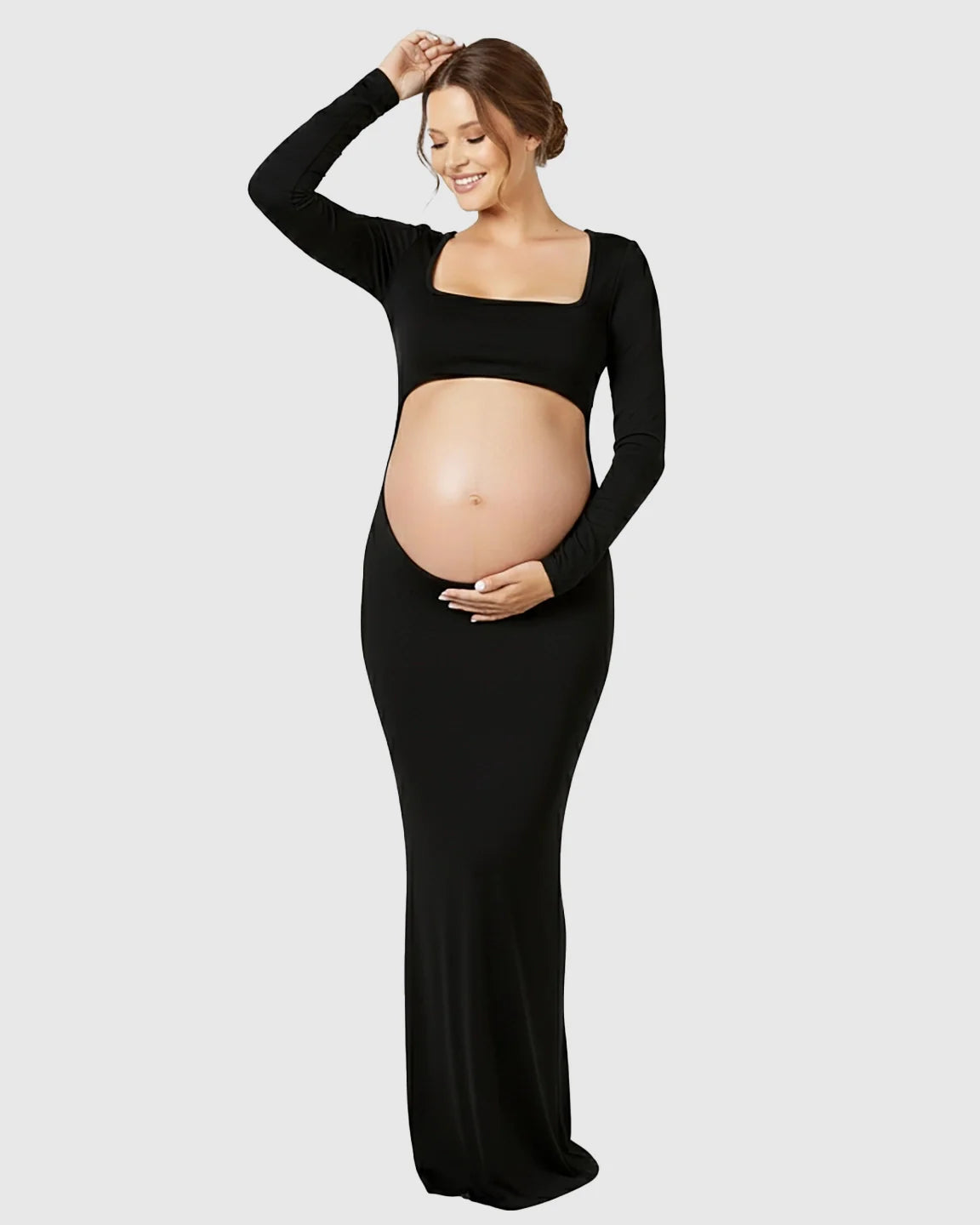 Bump Society – The Comfort Collection: Square Neck Cut Out Maternity Photoshoot Gown