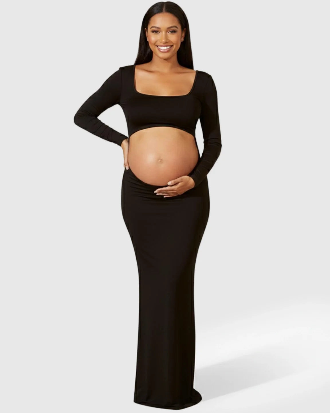 Bump Society – The Comfort Collection: Square Neck Cut Out Maternity Maxi Dress