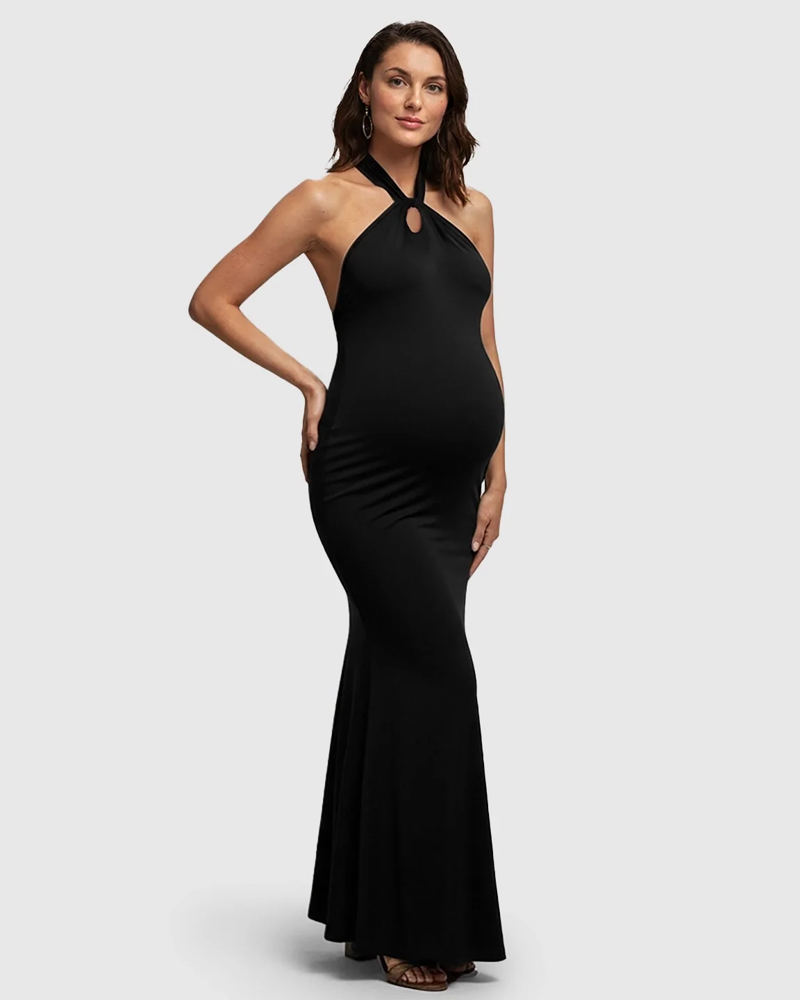 Bump Society – The Comfort Collection: Halter Neck Bump-Friendly Maternity Maxi Dress