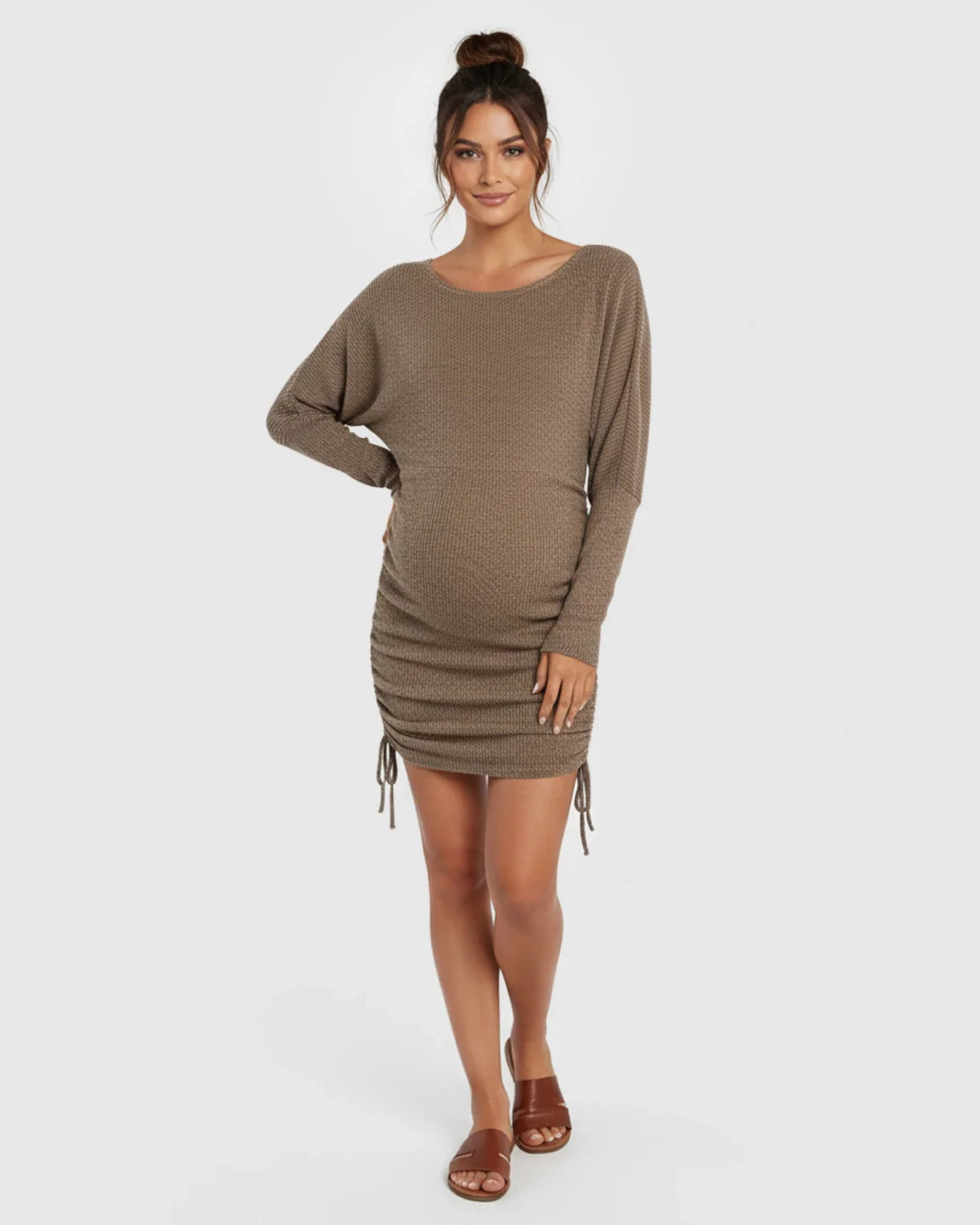 Bump Society – The Comfort Collection: Drawstring Knit Short Bodycon Maternity Dress