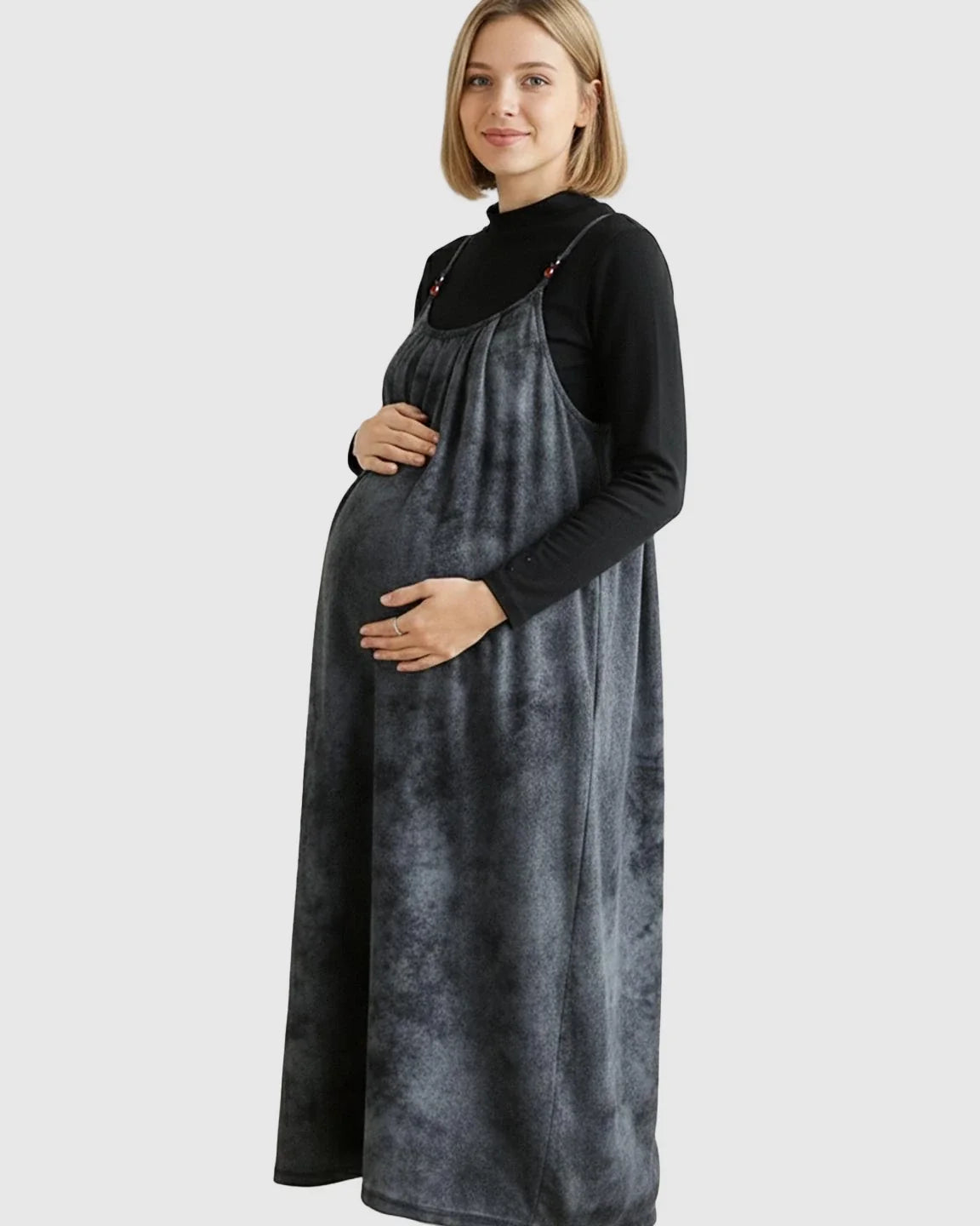 Bump Society – The Comfort Collection: Adjustable Strap Vintage-Style Maternity Suspender Midi Dress