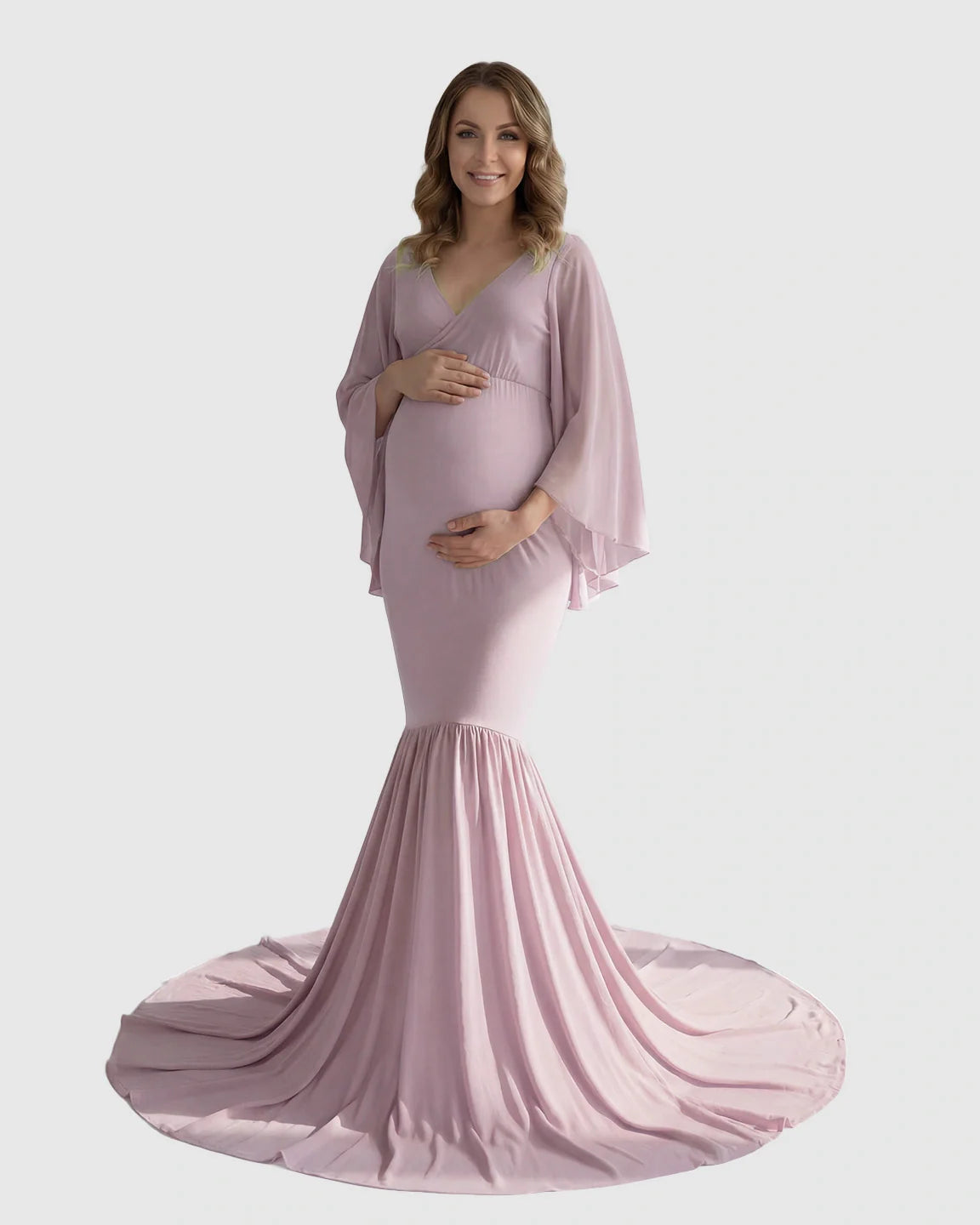 Bump Society – The Comfort Collection: Trailing Hem Elegant Maternity Photoshoot Gown