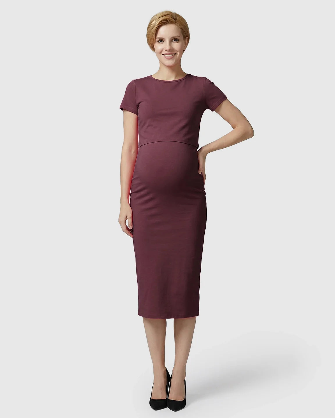 Bump Society – The Nursing Collection: Lift-Up Nursing Access Pencil Skirt Maternity Midi Dress