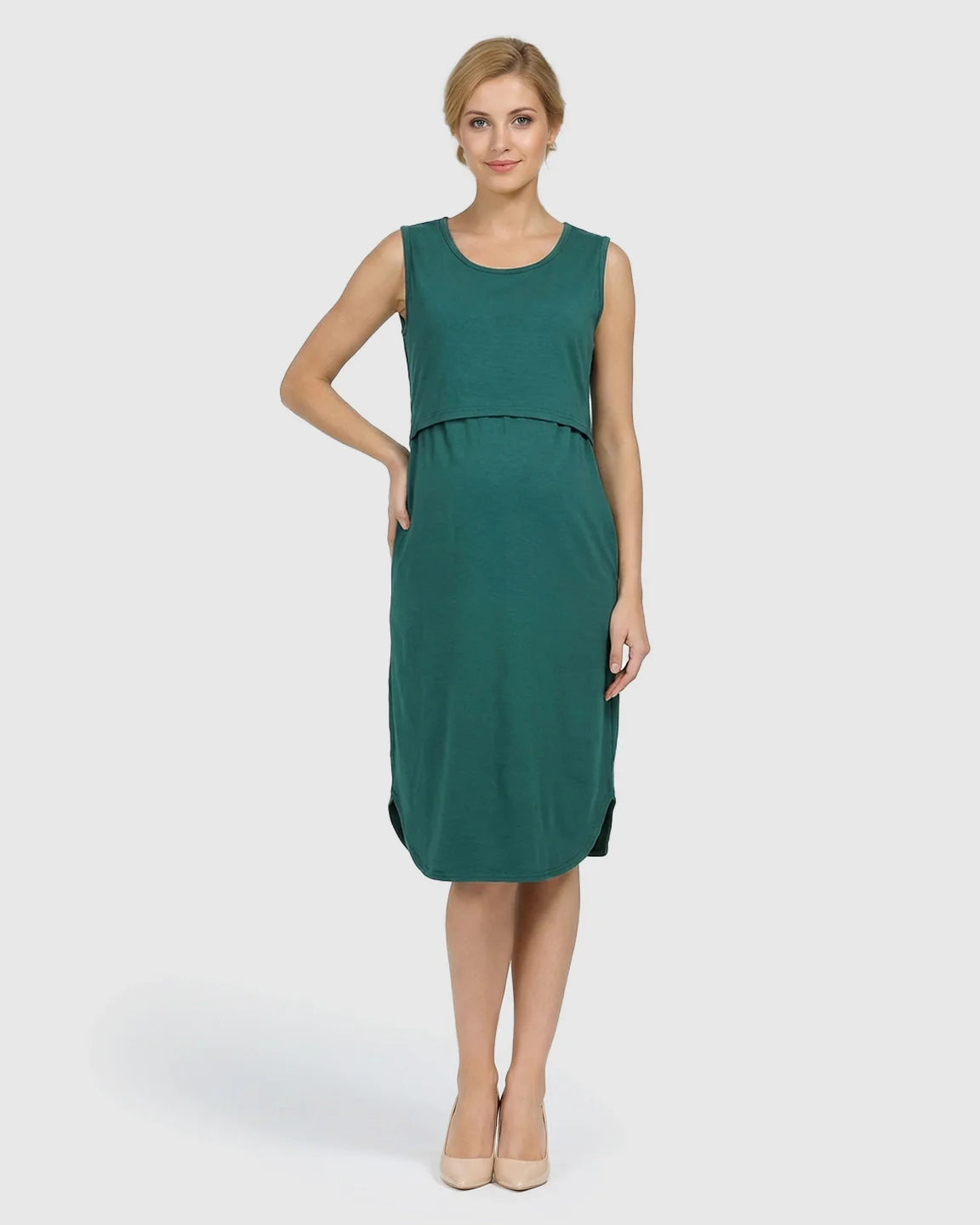 Bump Society – The Nursing Collection: Sleeveless High-Waisted Maternity & Nursing Dress