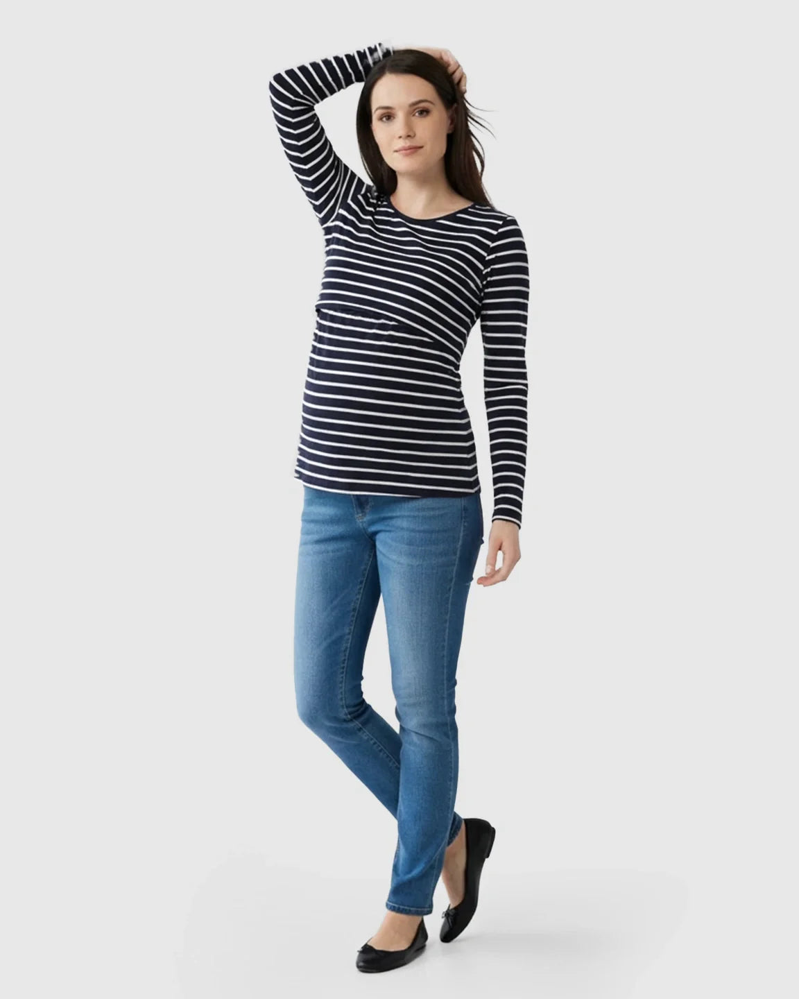 Bump Society – The Nursing Collection: Pull-Up Nursing Striped Maternity Top