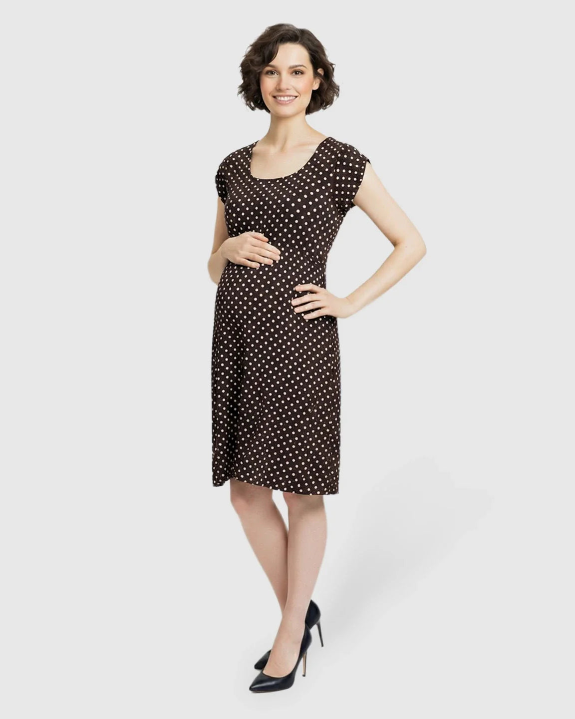 Bump Society – The Nursing Collection: Easy Nursing Access Polka Dot Maternity Dress