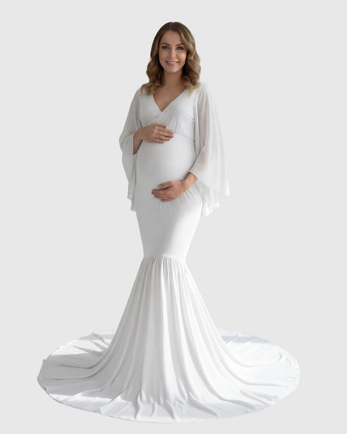Bump Society – The Comfort Collection: Trailing Hem Elegant Maternity Photoshoot Gown
