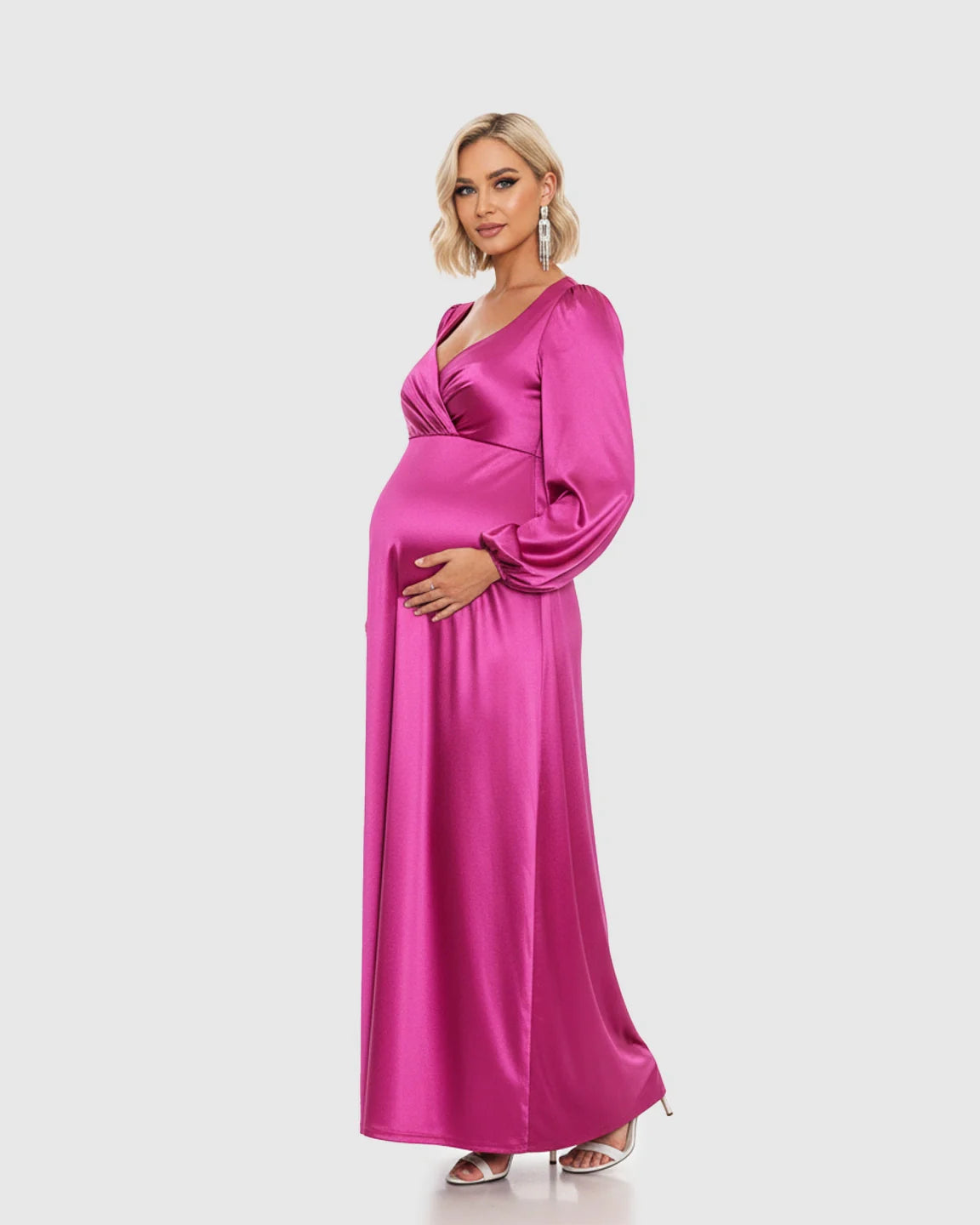 Bump Society – The Comfort Collection: Lantern Sleeves Flowy Maternity Maxi Dress